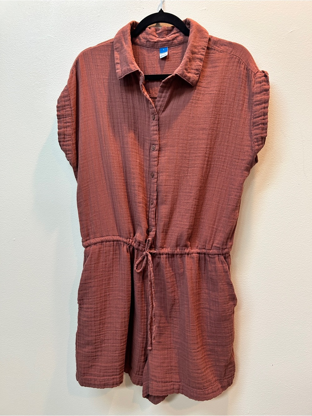 Old Navy Lightweight Gauze Romper in Rust Brown
